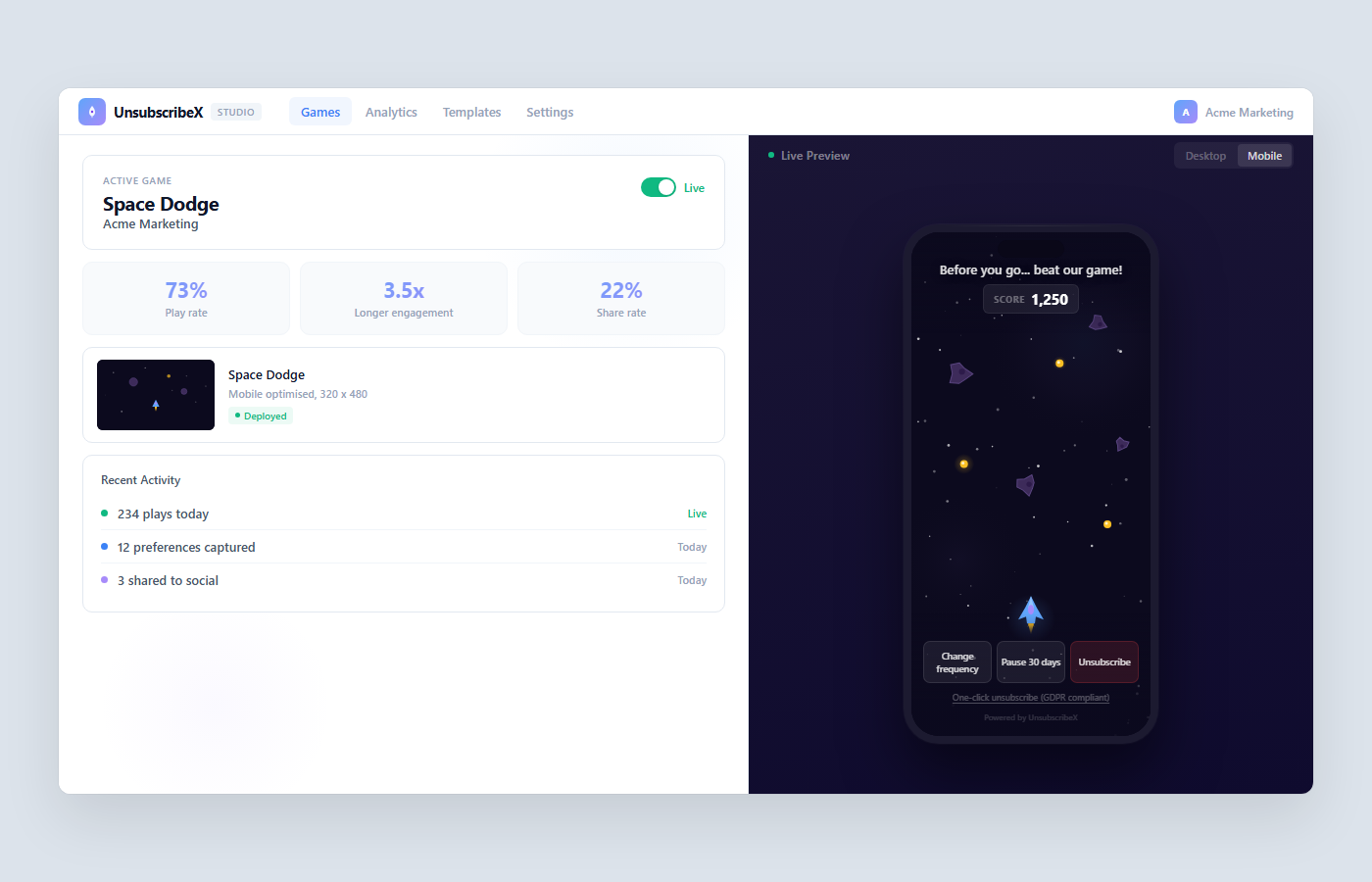 UnsubscribeX gamified unsubscription platform